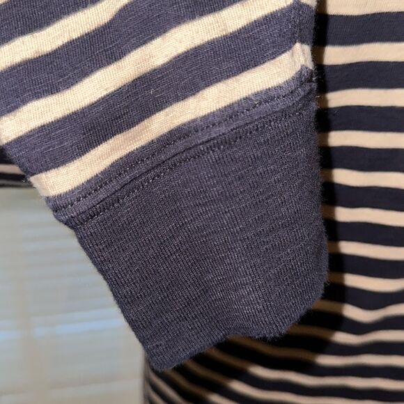 J. Crew S Authentic Knit Goods Navy Cream Striped Long Sleeve Crewneck Cotton T - Picture 6 of 12